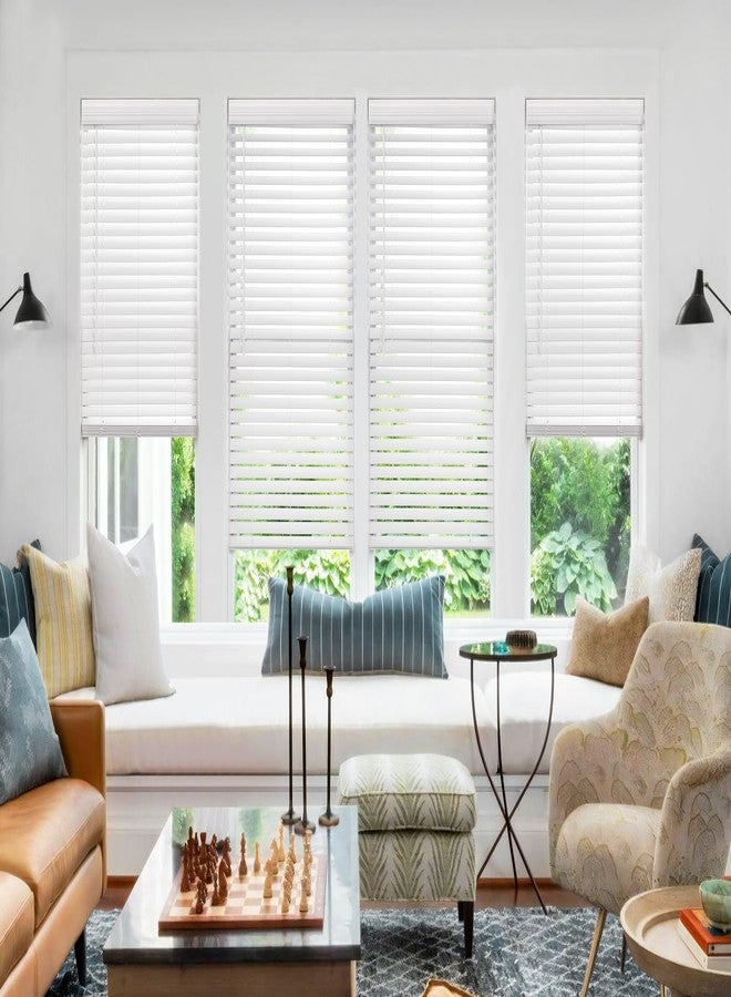 LazBlinds 2-inch Cordless Faux Wood Blinds with Royal Valance, Room Darkening Horizontal Window Blinds, Inside Mount Blinds for Windows - Fit for Window 35.125'' W x 48'' H - White - Image 4